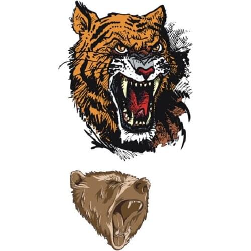10Pcs Red / Yellow (Can Be Mixed) Tiger Tattoo Stickers Waterproof Simulation Green Fashion Tattoo Stickers 8Z-SH670-10
