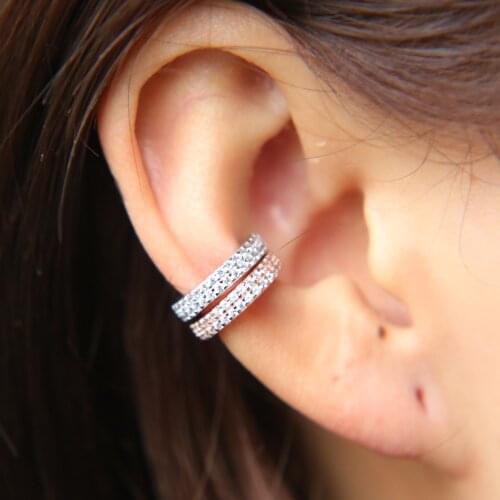 100% 925 Sterling Silver dainty 2019 spring untique aaa cz paved earring clip cuff For Women Girl lover jewelry wholesale