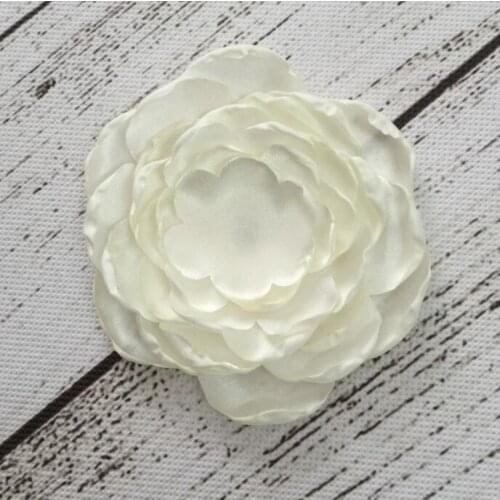 100pcs burntEDGE satin fabric flower without clip