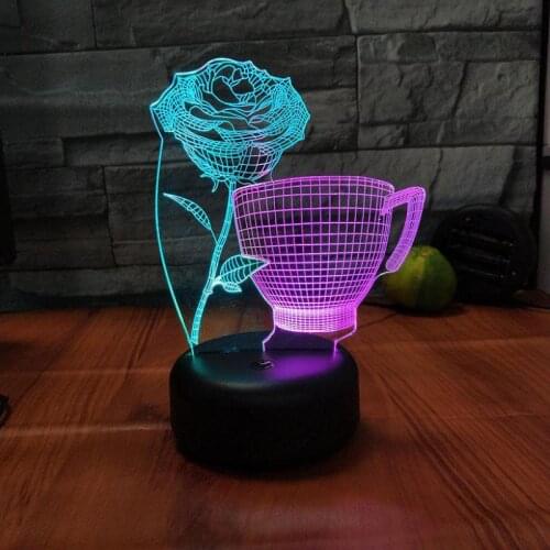 Tea Language Thoughts 3d Visual Nightlight Creative Colorful Touch Charging Led 3d Light Fixtures Novelty Led Usb Kids Lamp
