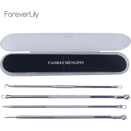 4Pcs Acne Needle Blackhead Remover Pimple Blemish Comedone Acne Extractor Remover Tool Set Pore Cleaner Face Cleansing Tools