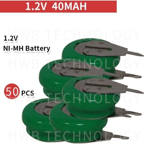 50 PCS/lot Original Brand New KX 1.2V 40mAh Ni-MH Rechargeable Button Cell Battery Ni MH Batteries With Pins Free Shipping