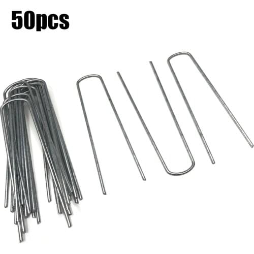 50 Pcs Galvanised Metal Ground U Tent Pegs Gazebo Camping Tarpaulin Hooks 2.5mm*10cm For Garden Grass Lawn Decoration