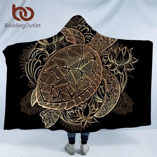 BeddingOutlet Golden Animal Collection Hooded Blanket Turtle Tortoise Sherpa Fleece Wearable Blanket Dolphin Owl Throw Blanket