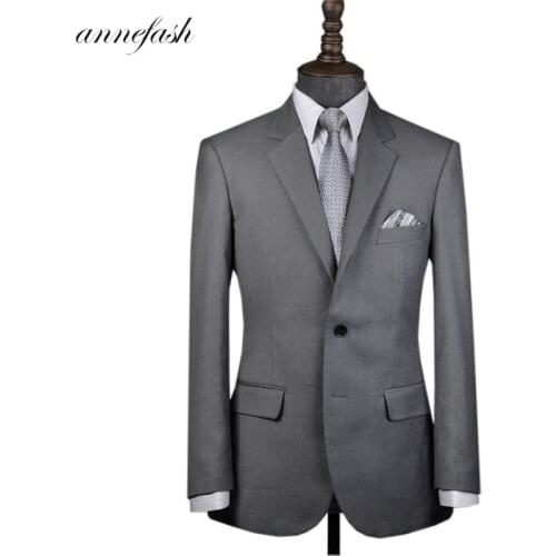 Free shipping pure Wool Classic Men Custom Made Suit Gray Suit Formal Dress Suit Business Suit(jacket+pants)