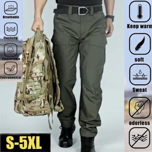 Men‘s Tactical Pants Multiple Pocket Casual Outdoor Cargo Pant Army Military Waterproof Climbing Hiking Tacitcal Trousers Men