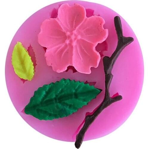 Flower Branch Leaf Shape Silicone Mold For Fondant Chocolate Epoxy Sugarcraft Mould Pastry Cup Cake Decorating Kitchen