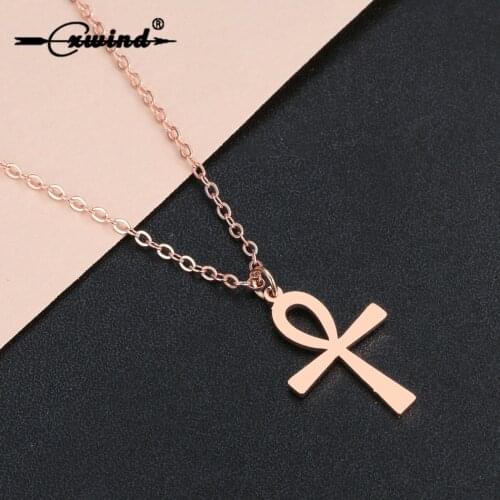 Cxwind Stainless Steel Eternity Egyptian ANKH Cross Pendant Necklace Cross Knot Charm Religious Pendant Necklace Chain Jewelry