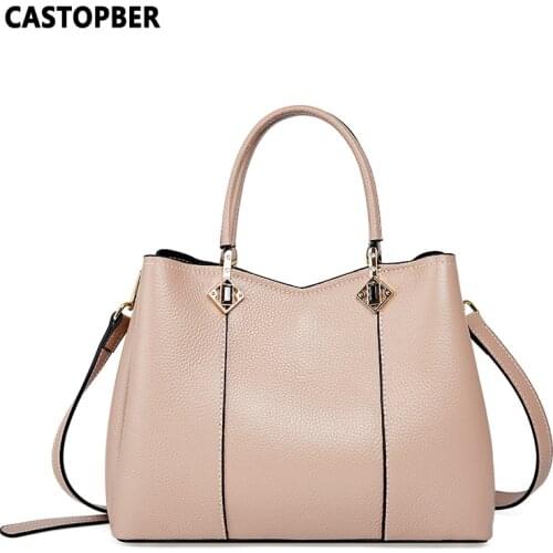 Designer Top Handle Bag Large Capacity Cow Genuine Leather Handbags Women Shoulder Purse Crossbody High Quality Famous Brand