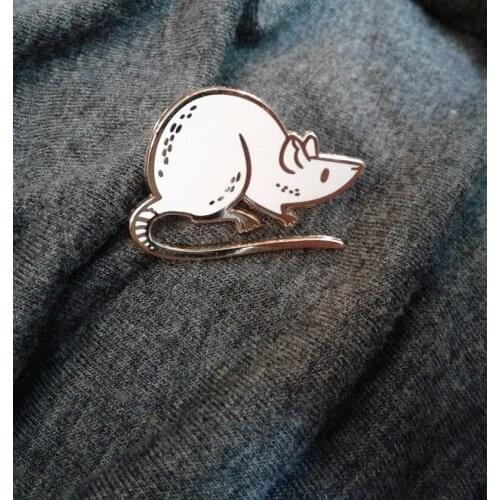 White Rat Enamel Pin Metal Enamel Pins and Brooches for Women Men Lapel Pin Backpack Bags Badge Kids Gifts Lighter Pin Funny