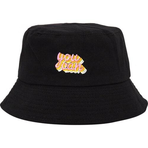 LDSLYJR Cotton Fashion Joker Letter Embroidery Bucket Hat Fisherman Hat Outdoor Travel Hat Sun Cap Hats for Men and Women 366