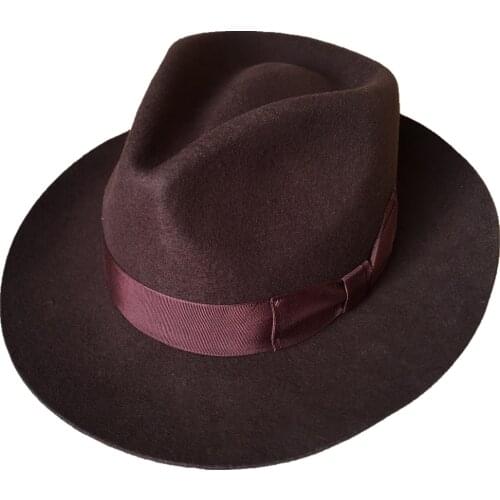 Classic Brown Wool Mens Fur Felt Fedora Gangsters Hipsters Hat