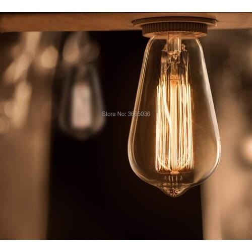 8pcs Dimmable 60W Tungsten Light Bulbs E27 220v Edison Bulb Vintage ST64 Amber Wall Sconce warm white Chandelier Retro 2000k