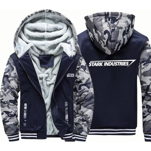 STARK INDUSTRIES windbreak outwear Male coatwarm hoodies man thick Camouflage Sleeve causal winter Men Jacket hoody men clothes