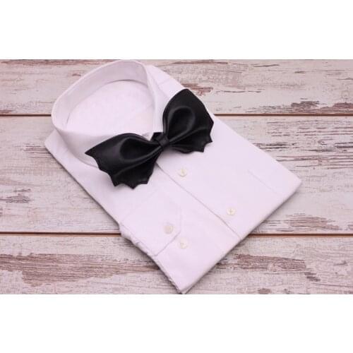 Men Ties Bat Shape Real Genuine Leather Bowtie Party Wedding Cosplay Fashion Bow Tie Solid Color Bowknot Wholesale Accessories