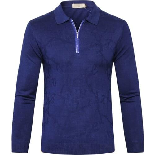 Billionaire TACE&SHARK Sweater mens 2018 launching commerce geometry pattern leather zipper collar fitness wool free shipping