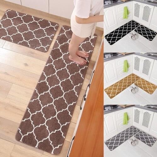 2pcs/Set Microfiber Non-slip Carpet Set Moroccan Trellis Kitchen Mat Soft Waterproof Doormats & Rugs For Bedroom Bathroom