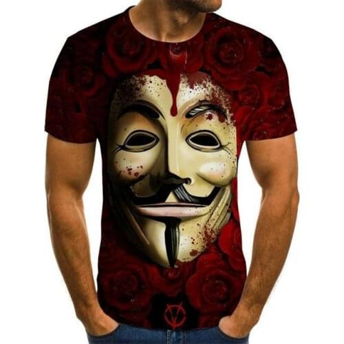 2020 new men t shirt Sketch the clown 3D Printed T Shirt Men Joker Face Casual O-neck Male tshirt Clown Short Sleeved joke tops