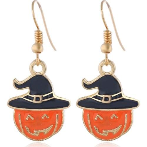 2020 New Halloween Pumpkin Charm Dangle Wire Hooks Earrings Drop Earrings Jewelry Fashion Women