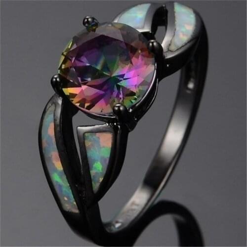 New Fashion Women Ring Colorful Crystal Rings Classic Wedding Bands Engagement Valentine Day Gift For Women Accessories