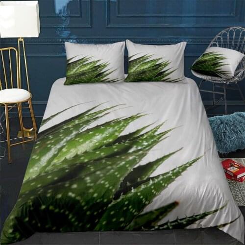 Aloe Aristata Background Quilt Cover Pillowcase 3Piece Comforter Bedding Set With Pillow Case Single Double Duvet Cover
