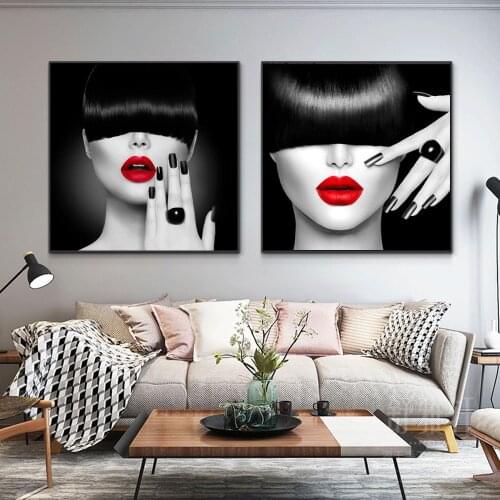 Girl Black and White Fashion Beauty Salon Manicure Posters and Prints Wall Art Canvas Decor Picture for Living Room Decoration