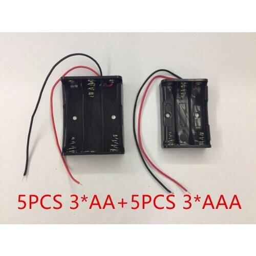 10PCS 3 x AA 3*AAA Black With Wire Leads Plastic Battery Storage Case Diy Power Bank Iqos Battery Holder