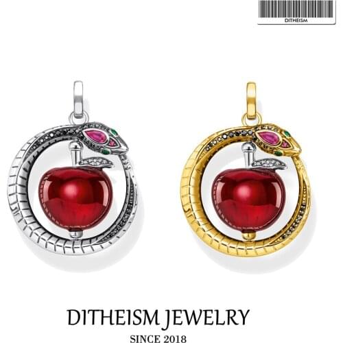 Pendant Rotating Red Apple With Snake Golden 2021 Brand New Fine Jewelry Europe Style 925 Sterling Silver Women Bijoux Gift