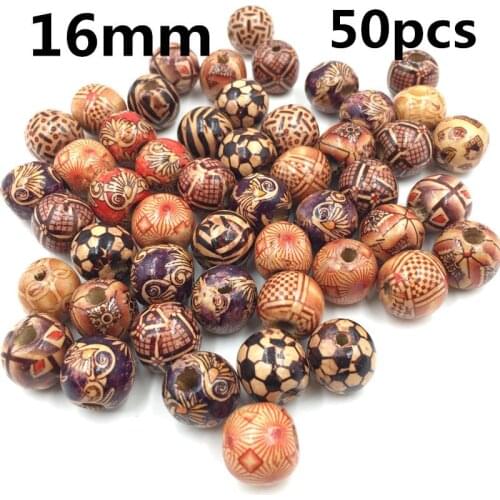 Assorted Mixed Painted Pattern Wooden Round Bucket shape Bead Loose Spacer Beads For Charm Jewelry Making Accessories DIY Beadin