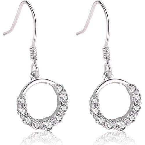 S925 Sterling Silver Drop Earrings for Women Sparkling Diamond Earring Jewelry Real 925 Silver Earrings Female kolczyki damskie