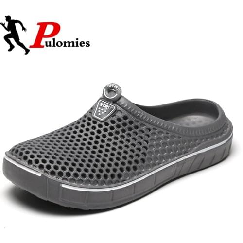PULOMIES Summer Men Slippers Massage Clogs Outdoor Garden Shoes Male Women Pool Sandals Bathroom Flip Flops Mules Beach Slippers