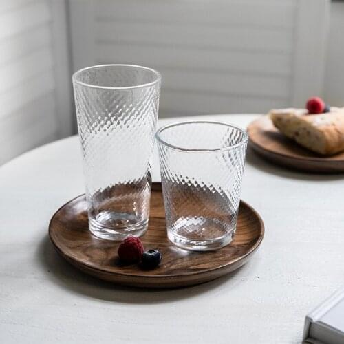 Espresso Glass cup Handmade Grid Coffee Mug Thick Bottom Glass Cup For Barista Latte retro whiskey Glass Home Drinkware Gift