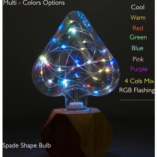 LED Spade Shape Vintage Filament Glass Bulb Retro Lamp E27 AC85-265V Multi Colors Lampada Copper Wire String Decor Lights