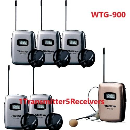 Takstar WTG-900 / WTG900 wireless digital intercom guide system for travelling meeting synchronous translation 5 Receivers