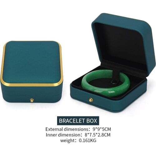 New Green Bracelet Jewelry Display Box For Female Ring Earring Necklace Showcase Jewellery Holder For Birthday Gift Portable