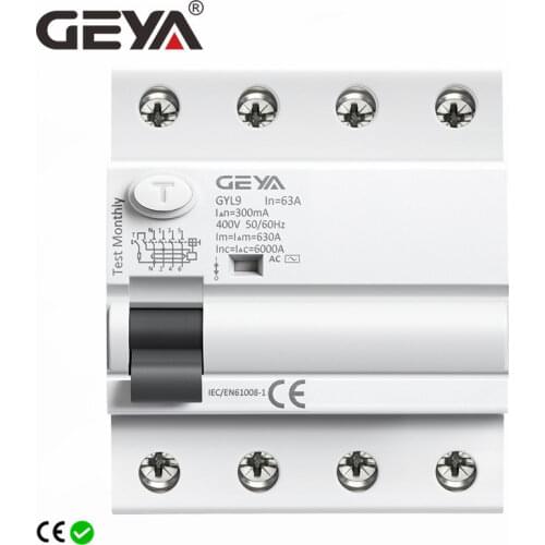 Free Shipping GEYA GYL9 AC Residual Current Circuit Breaker Differential Breaker Safety Switch 4P 40A 63A 100A