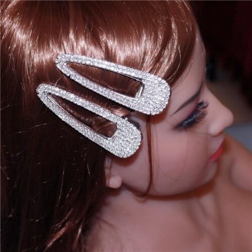 1Pcs Korean Bling Crystal Fashion Hairpins Women Hair Jewelry Exquisite Barrettes Clips Pins Wedding Bridal Tiara Accessories