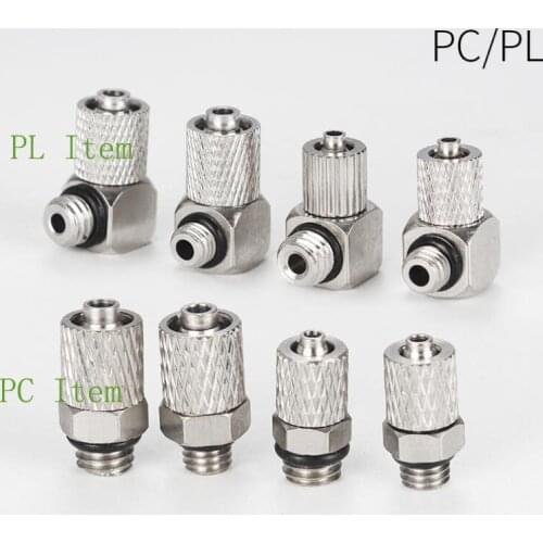 1pc Micro Pneumatic Fast Twist Fittings Elbow/Straight Through Quick Joint Coupler Connector M5 M6 Thread
