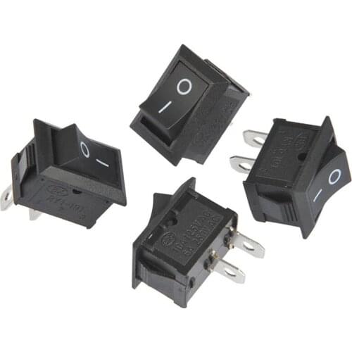 10pcs ON-OFF KCD1 15x21 Millimeters 2pin Interruptor Type of Vessel 6A 250 V 10A 125 V 15X21 Rocker Switch Black Power Switch