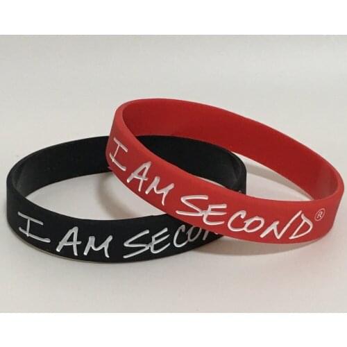 100pcs I am second Support silicone wristband bracelet key ring key chain free shipping by ePacket