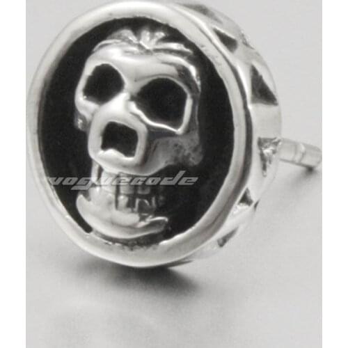 316L Stainless Steel Skull Mens Stud earrings 2H019(2 Pieces)