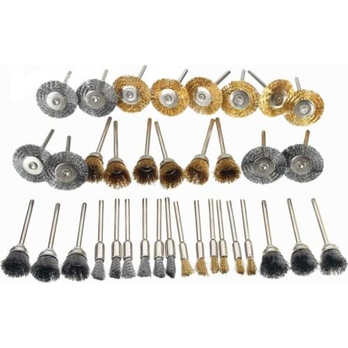 36pcs/set Wire Brushes Steel Copper Brush Flat Type Bowl Type Metal Rust Removel Polishing Ironbrush