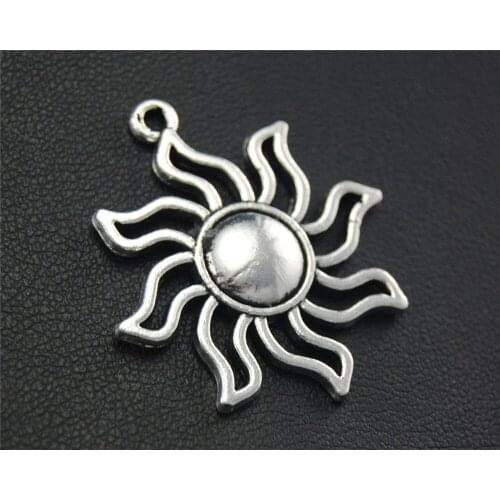 5pcs Silver Color Sun Charm Accessories For Jewelry Making 28x31mm A1718