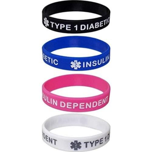 50pcs Type 1 one diabetic diabetes insulin Dependent medical alert awareness silicone wristband bracelet