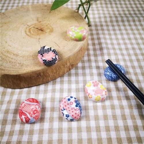 6 Styles Mini Ceramic Japanese Style Chopstick Rest Retro Spoon Holder Household Daily Use Tableware Ceramic Ornaments