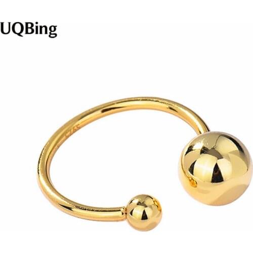 925 Sterling Silver Double Small Big Ball Open Finger Ring For Women Jewelry Gifts