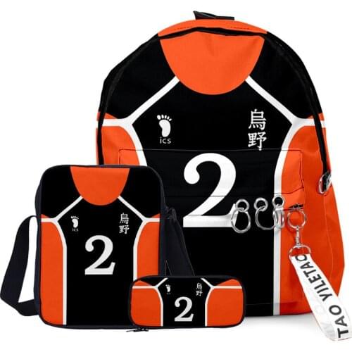 Anime Backpack Haikyuu Cosplay Karasuno High School Shoulder Bag Pen Bag Three-piece suit