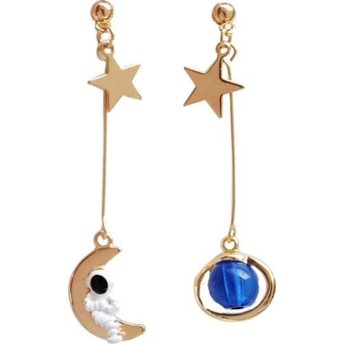 Free shipping 10 pair / lot fashion jewelry accessories new design metal star moon planet astronauts spaceman earrings women