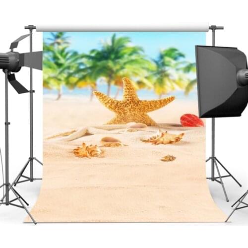Mehofoto Bokeh Sandy Beach Background Photography Sky Sea Palm Tree Backdrop Photo Studio S-547