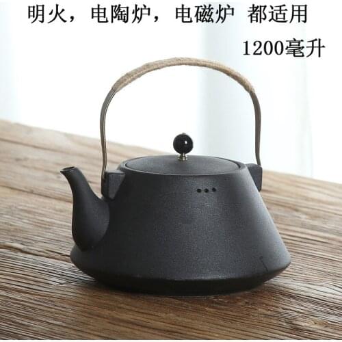 Teapot large capacity black pottery teapot Ming thermal power pottery boiler boiling water tea single pot Japanese tea set